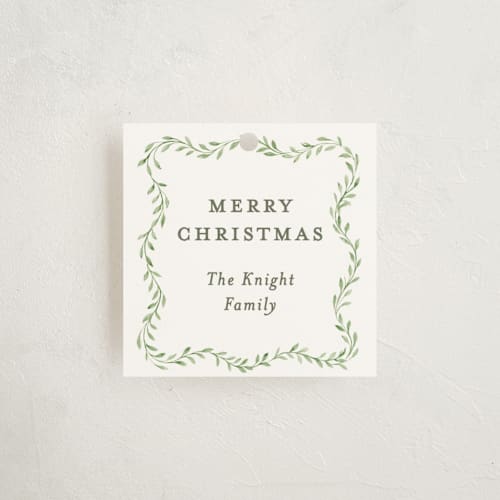 This is a eucalyptus gift tags by Sarah Knight called wave printing on signature in tag