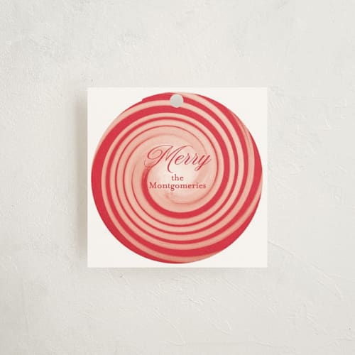This is a candy cane gift tags by Gwen Bedat called candyland printing on signature in tag
