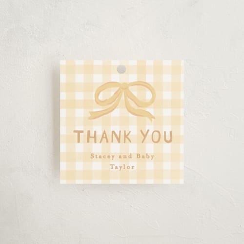This is a buttercup baby shower favor tags with standard by Creo Study called vintage goose printing on signature in tag