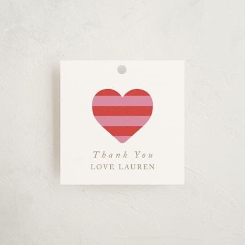 This is a rose baby shower favor tags with standard by mo kelley called striped baby buggy printing on signature in tag