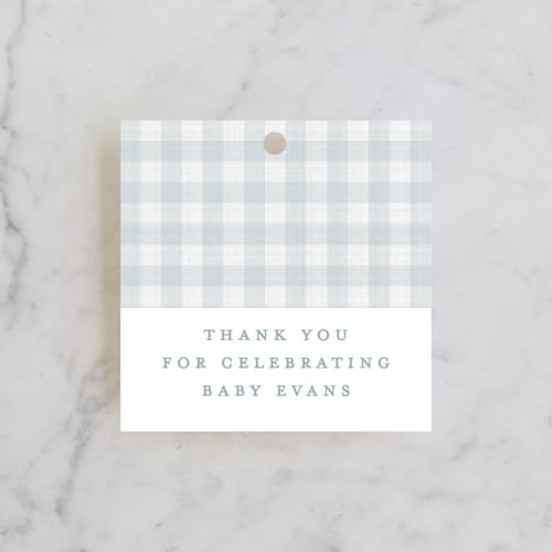 This is a sky baby shower favor tags with standard by Lea Delaveris called charming printing on signature in tag