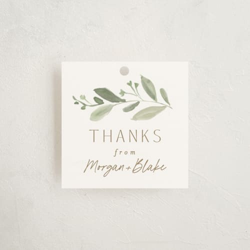 This is a porcelain baby shower favor tags with standard by Everett Paper Goods called boho buggy printing on signature in tag