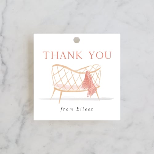 This is a cupcake baby shower favor tags with standard by Rebecca Durflinger called little nursery printing on signature in tag