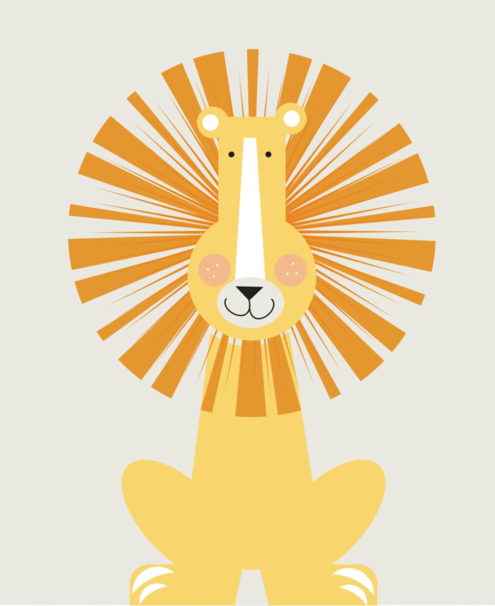 This is a white wall murals with standard by That Girl Press called lion lion