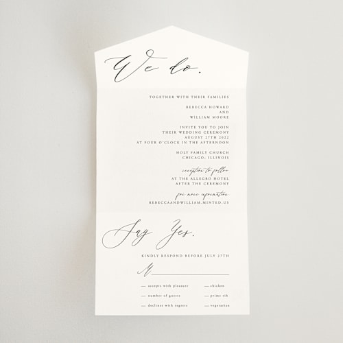 This is a ink all in one wedding invitations with standard by lulu and isabelle called we do printing on value cover in all-in-one