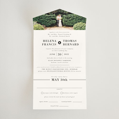 This is a quartz all in one wedding invitations with standard by 2birdstone called helena printing on value cover in all-in-one
