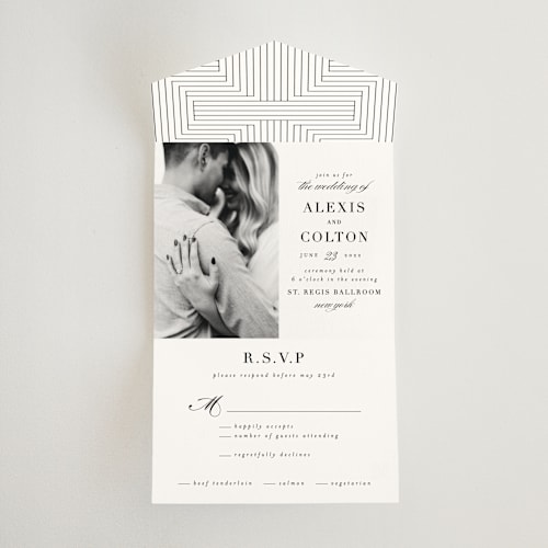 This is a pearl all in one wedding invitations with standard by AK Graphics called charming printing on value cover in all-in-one
