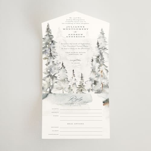 This is a stone all in one wedding invitations with standard by Petra Kern called grand escape printing on value cover in all-in-one