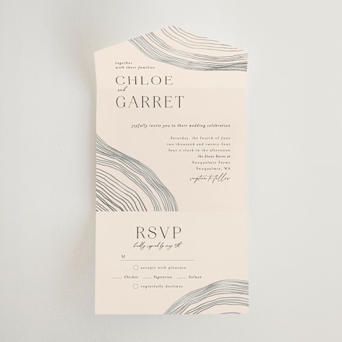 This is a natural all in one wedding invitations with standard by Alethea and Ruth called rings printing on value cover in all-in-one