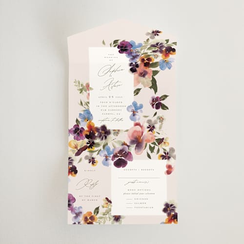 This is a summer all in one wedding invitations with standard by Leah Bisch called bright printing on strathmore in all-in-one