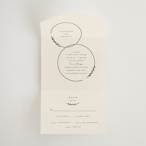 This is a almond all in one wedding invitations with standard by Brianne Larsen called connect printing on strathmore in all-in-one