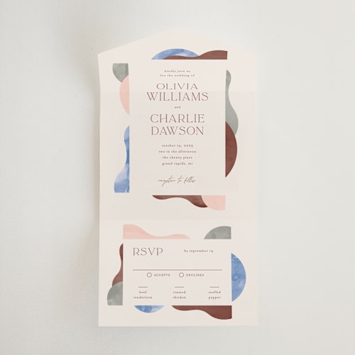 This is a coastal all in one wedding invitations with standard by Pixel and Hank called deconstruct printing on strathmore in all-in-one