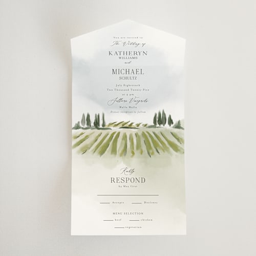 This is a sky all in one wedding invitations with standard by Rebecca Durflinger called estate printing on strathmore in all-in-one