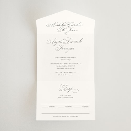 This is a snow bright all in one wedding invitations with standard by Design Lotus called when i fall in love printing on strathmore in all-in-one