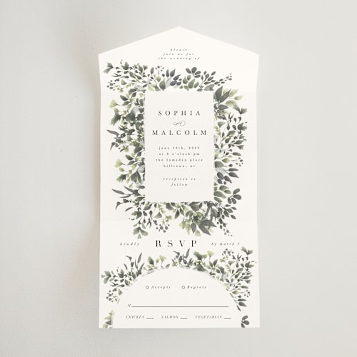 This is a ivy all in one wedding invitations with standard by Hannah Williams called forever in love printing on strathmore in all-in-one