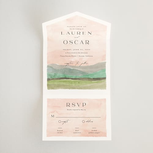 This is a northern all in one wedding invitations with standard by Pixel and Hank called countryside printing on strathmore in all-in-one