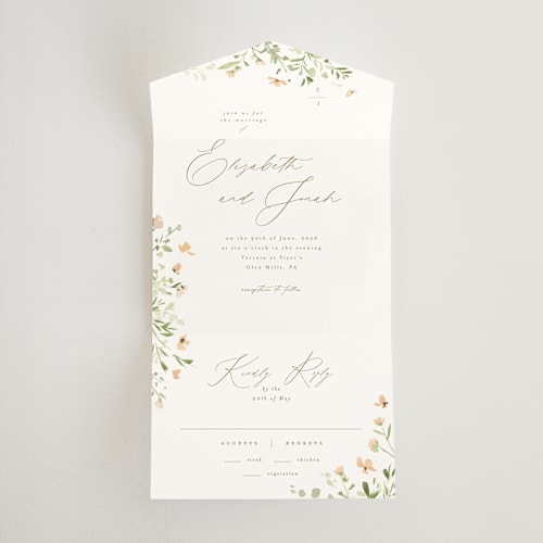 This is a toffee all in one wedding invitations with standard by Everett Paper Goods called brynn printing on strathmore in all-in-one