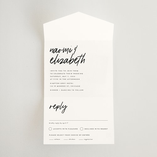 This is a cloud all in one wedding invitations with standard by JoAnn Jinks called allure printing on strathmore in all-in-one