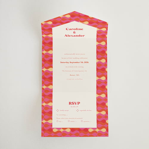 This is a new york all in one wedding invitations with standard by Bethania Lima called pop love printing on strathmore in all-in-one