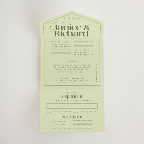 This is a kiwi all in one wedding invitations with standard by Claudia Orengo called news! printing on strathmore in all-in-one