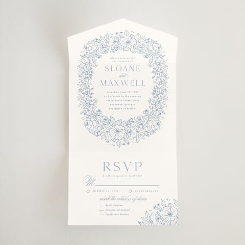 This is a nova all in one wedding invitations with standard by Kristen Smith called wild roses printing on strathmore in all-in-one