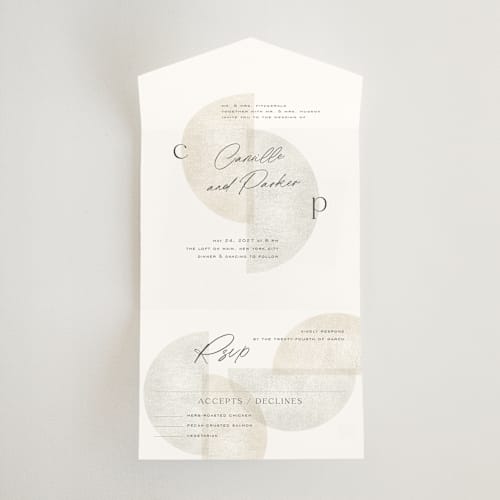 This is a stone all in one wedding invitations with standard by Jackie Crawford called camille printing on strathmore in all-in-one