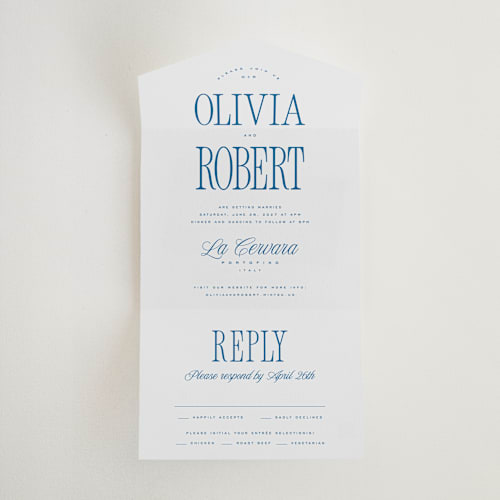 This is a ocean all in one wedding invitations with standard by Kelly Schmidt called riviera printing on strathmore in all-in-one