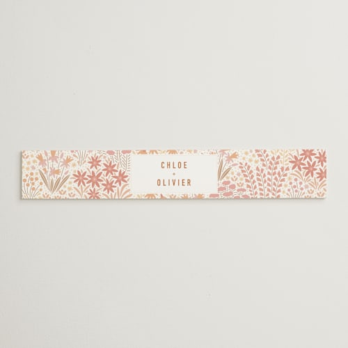 This is a peach belly bands with standard by Pippa Shaw called floral border printing on signature text in belly band