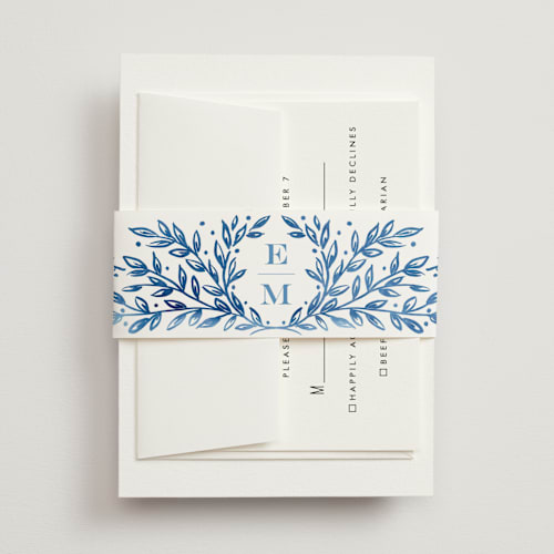 This is a cobalt belly bands with standard by Petra Kern called royal printing on signature text in belly band