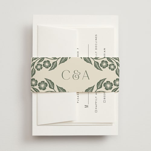 This is a eucalyptus belly bands with standard by Katharine Watson called floral diamond printing on signature text in belly band