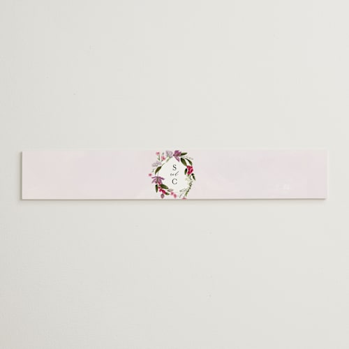 This is a lilac belly bands with standard by Susan Moyal called gather printing on signature text in belly band