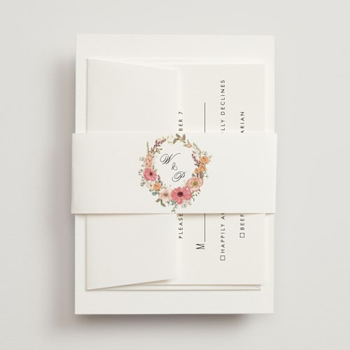 This is a sunset belly bands with standard by Susan Moyal called cherished printing on signature text in belly band