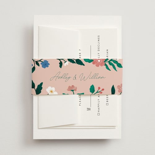 This is a petal belly bands with standard by Elly called le jardin printing on signature text in belly band