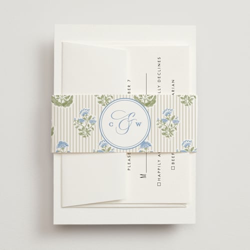 This is a powder belly bands with standard by Creo Study called patterned florals printing on signature text in belly band