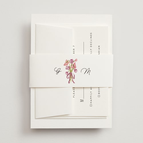 This is a deep blush belly bands with standard by Pati Cascino called barolo printing on signature text in belly band