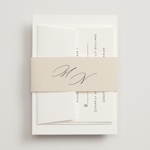 This is a ivory belly bands with standard by Angela Thompson called infinite printing on signature text in belly band