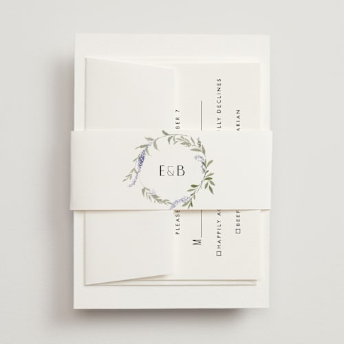 This is a lavender belly bands with standard by Design Lotus called enchanted evening printing on signature text in belly band