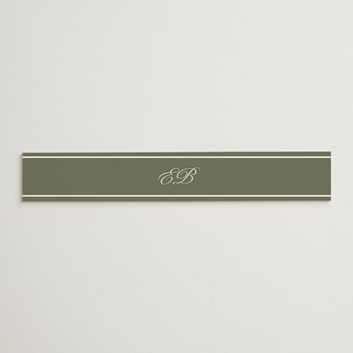 This is a moss belly bands with standard by Megan Davis called boulevard printing on signature text in belly band