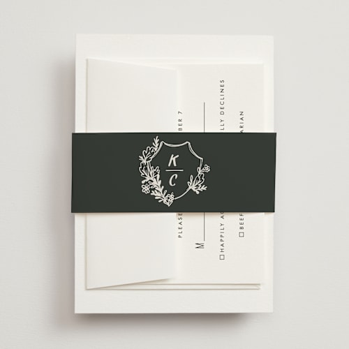 This is a ink belly bands with standard by Kelly Watkins called botanical crest printing on signature text in belly band
