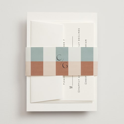 This is a almond belly bands with standard by Blustery August called trois printing on signature text in belly band