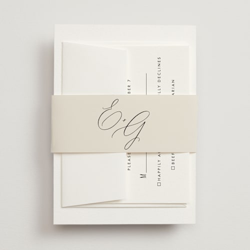 This is a ecru belly bands with standard by Hooray Creative called scripted names printing on signature text in belly band