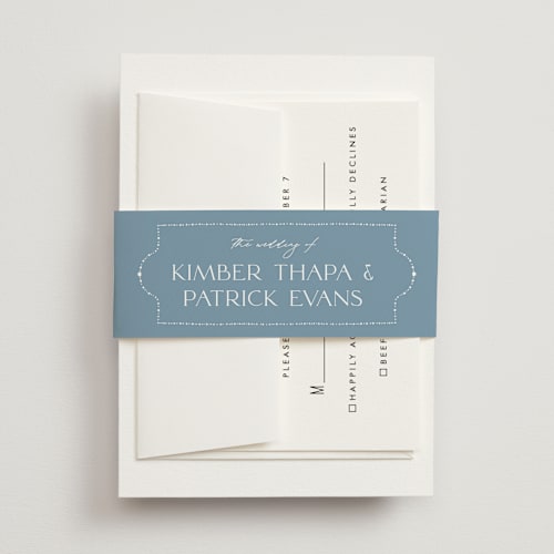 This is a delft blue belly bands with standard by Ashley DeMeyere called porcelain printing on signature text in belly band