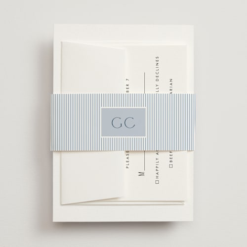 This is a sea belly bands with standard by Jenna Holcomb called coastal toile printing on signature text in belly band