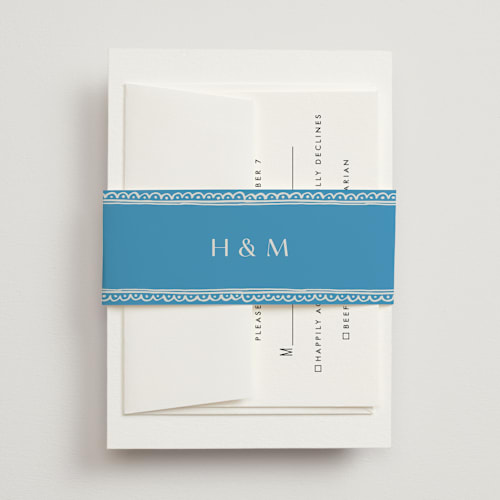 This is a ocean belly bands with standard by Pati Cascino called mediterraneo printing on signature text in belly band