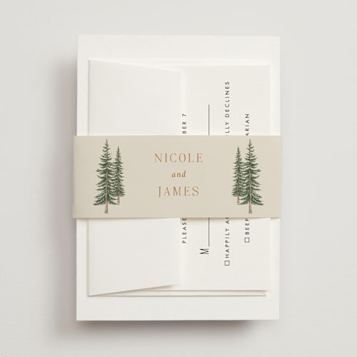 This is a forest belly bands with standard by Elly called whispering pines printing on signature text in belly band