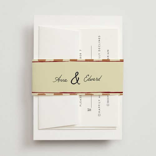 This is a oat belly bands with standard by Helena Vitto called love rests in a garden printing on signature text in belly band