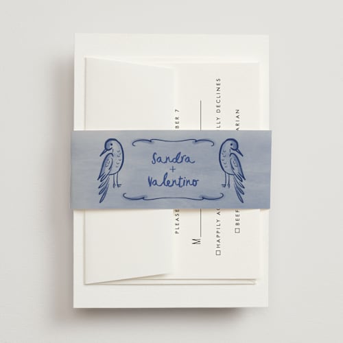 This is a marseille bleu belly bands with standard by Ani Somi called santa catalina printing on signature text in belly band