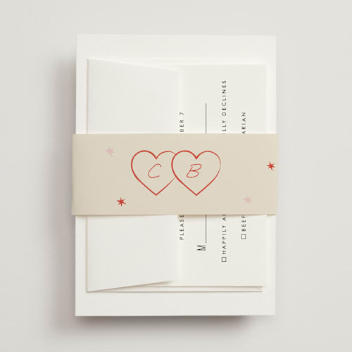 This is a peach belly bands with standard by Helena Vitto called the bird song printing on signature text in belly band