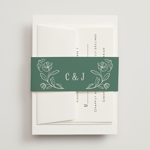 This is a garden belly bands with standard by Kelly Watkins called botanical printing on signature text in belly band