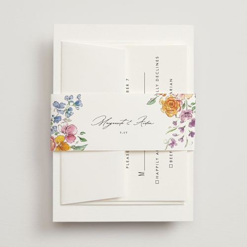 This is a tropical belly bands with standard by Itsy Belle Studio called floral pop printing on signature text in belly band